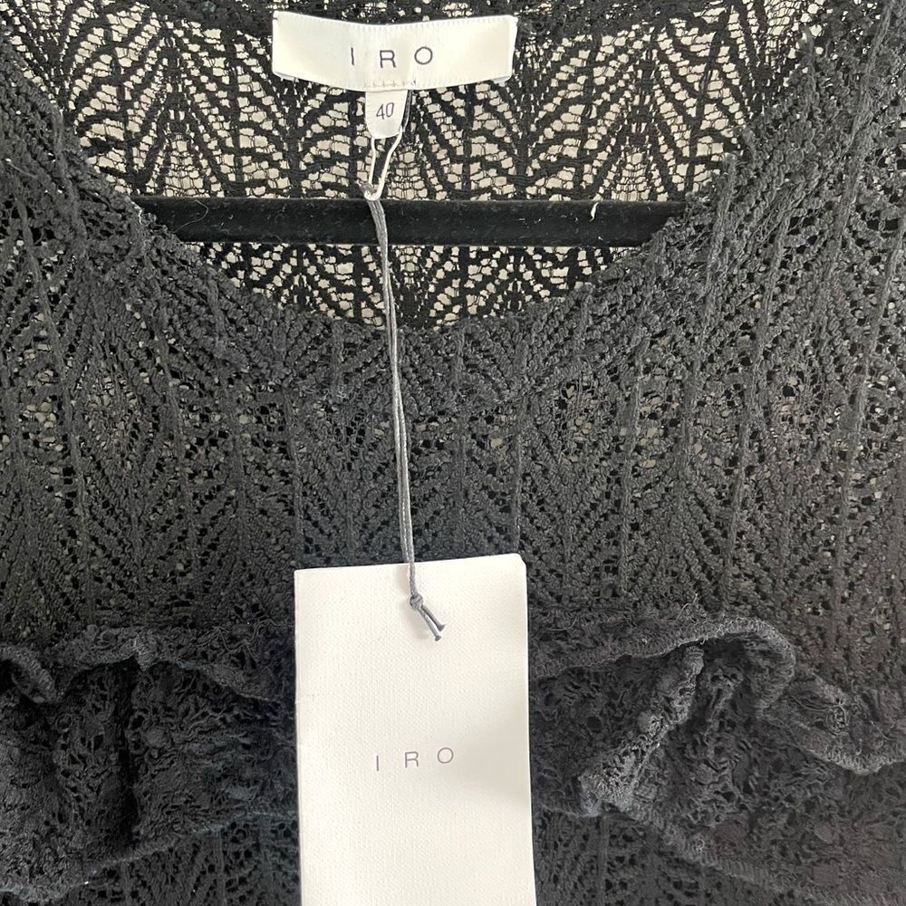IRO Elegant long sleeve Black Lace Dress with black ruffles. 40 - Picture 10 of 11